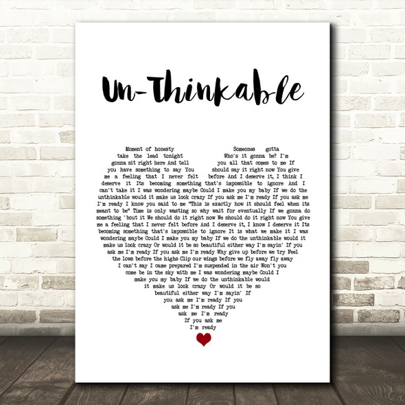 Alicia Keys Un-Thinkable White Heart Song Lyric Wall Art Print