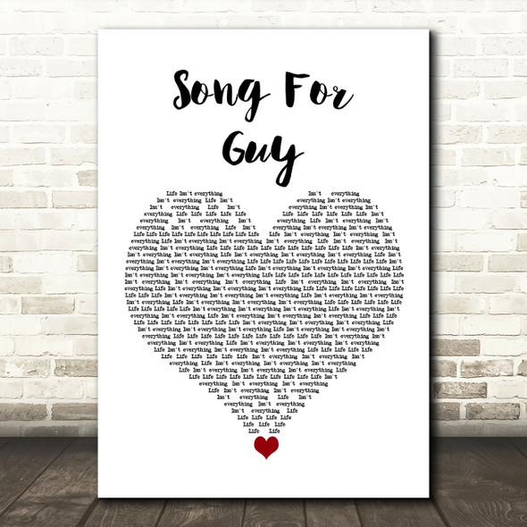 Elton John Song for Guy White Heart Song Lyric Wall Art Print
