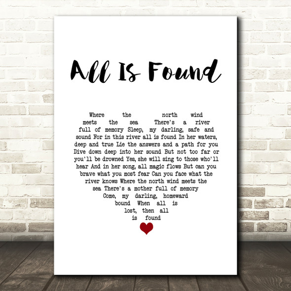 Evan Rachel Wood All Is Found White Heart Song Lyric Wall Art Print