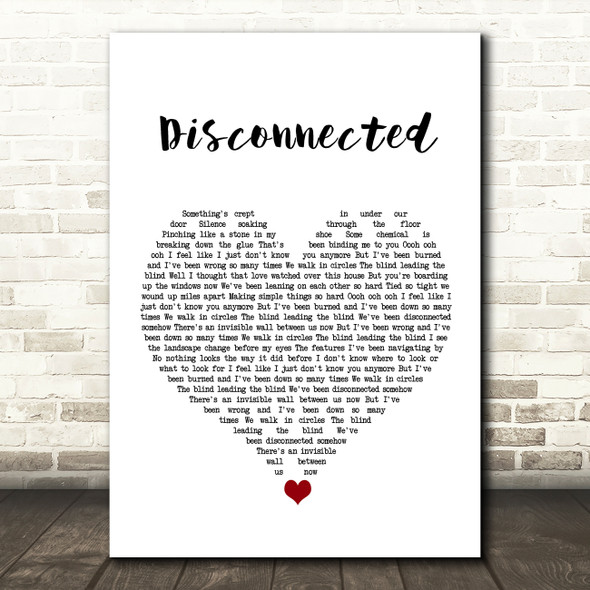 Keane Disconnected White Heart Song Lyric Wall Art Print