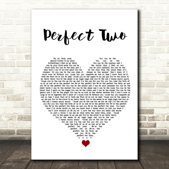 Auburn Perfect Two White Heart Song Lyric Wall Art Print