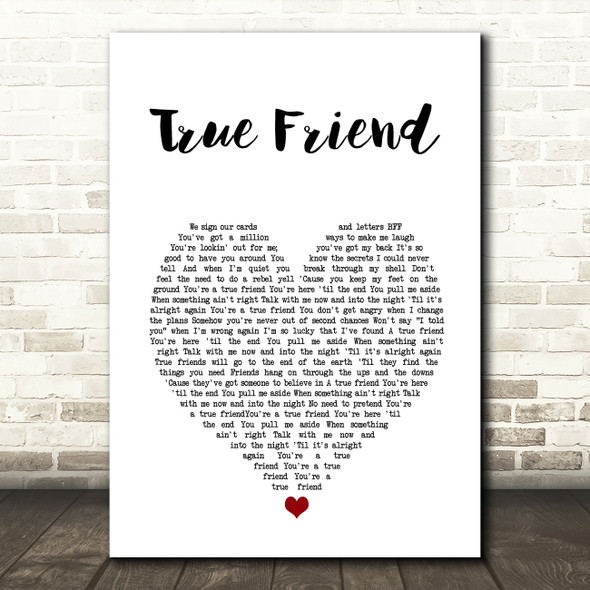 Hannah Montana True Friend White Heart Song Lyric Wall Art Print