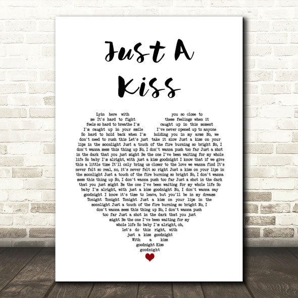 Lady Antebellum Just A Kiss White Heart Song Lyric Wall Art Print