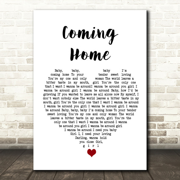 Leon Bridges Coming Home White Heart Song Lyric Wall Art Print