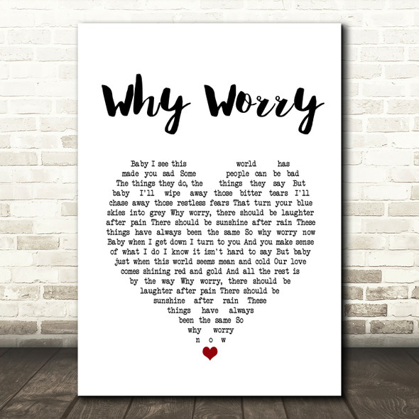 Dire Straits Why Worry White Heart Song Lyric Wall Art Print