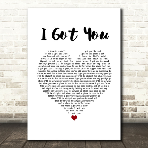 Leona Lewis I Got You White Heart Song Lyric Wall Art Print