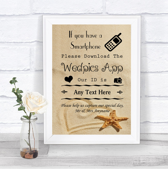 Sandy Beach Wedpics App Photos Personalized Wedding Sign