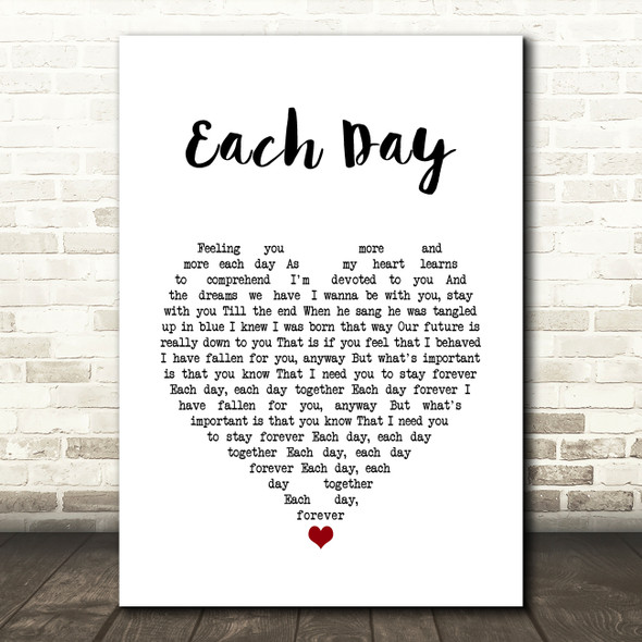 Simply Red Each Day White Heart Song Lyric Wall Art Print