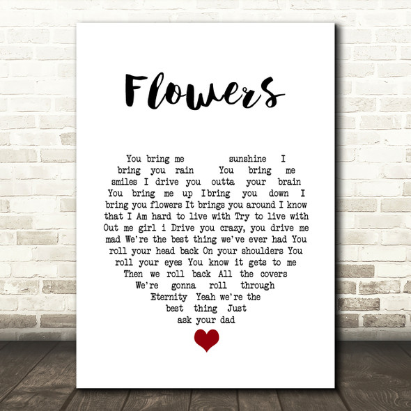 Cross Canadian Ragweed Flowers White Heart Song Lyric Wall Art Print