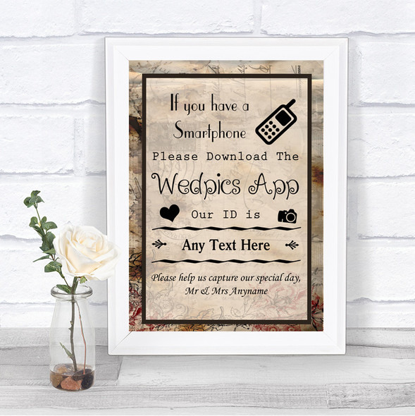 Vintage Wedpics App Photos Personalized Wedding Sign