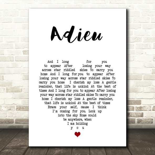 Enter Shikari Adieu White Heart Song Lyric Wall Art Print