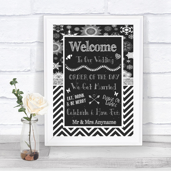 Chalk Winter Welcome Order Of The Day Personalized Wedding Sign