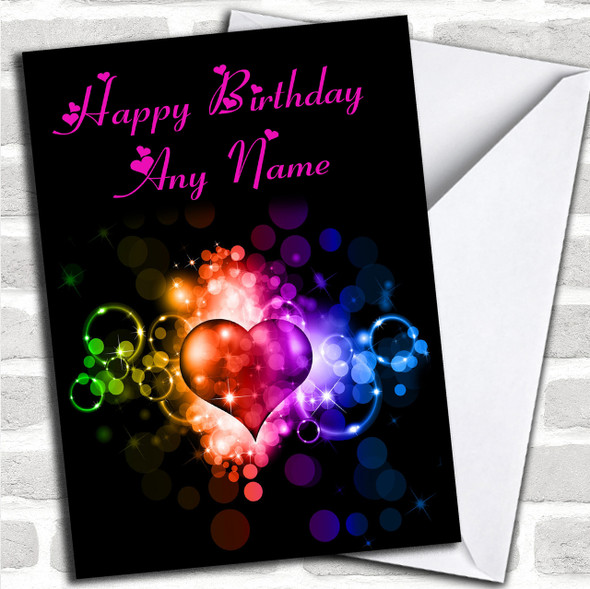 Colourful Love Heart Romantic Personalized Birthday Card