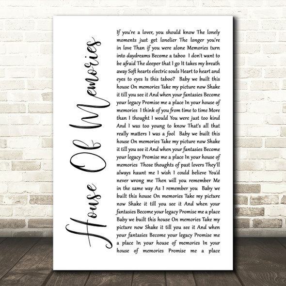 Panic! At The Disco House Of Memories White Script Song Lyric Wall Art Print