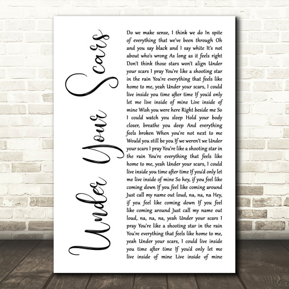 Godsmack Under Your Scars White Script Song Lyric Wall Art Print