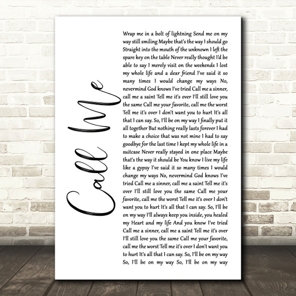 Shinedown Call Me White Script Song Lyric Wall Art Print