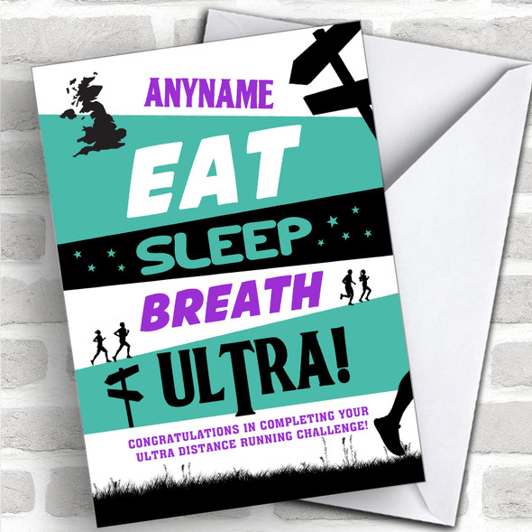 Eat Sleep Breath Ultra Running Congratulations Personalized Greetings Card
