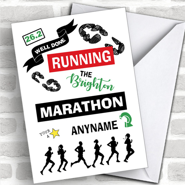 Running Fill-In-Name Marathon Congratulations Personalized Greetings Card