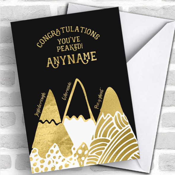 Yorkshire 3 Peaks Gold Style Congratulations Personalized Greetings Card