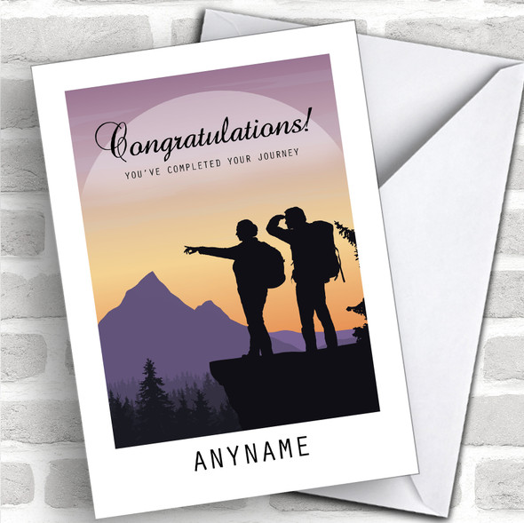 Hike Beautiful Silhouette Congratulations Personalized Greetings Card