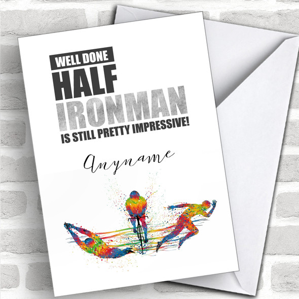 Triathlon Charity Race Well Done Personalized Greetings Card