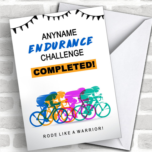 Endurance Bike Ride Completed Personalized Greetings Card