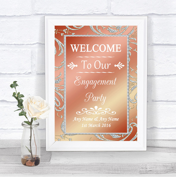 Coral Pink Welcome To Our Engagement Party Personalized Wedding Sign