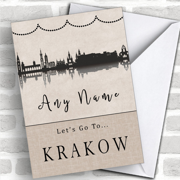 Surprise Let's Go To Krakow Personalized Greetings Card