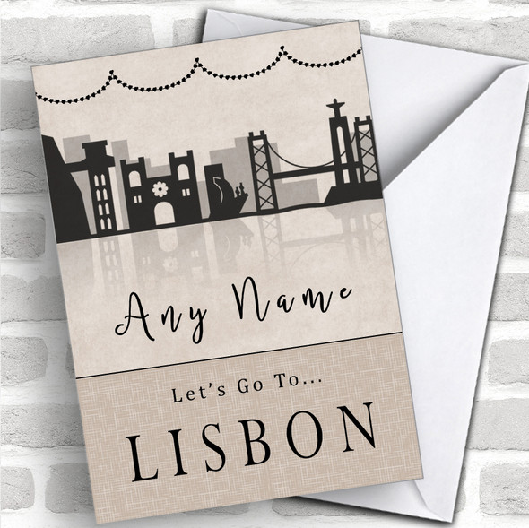 Surprise Let's Go To Lisbon Personalized Greetings Card