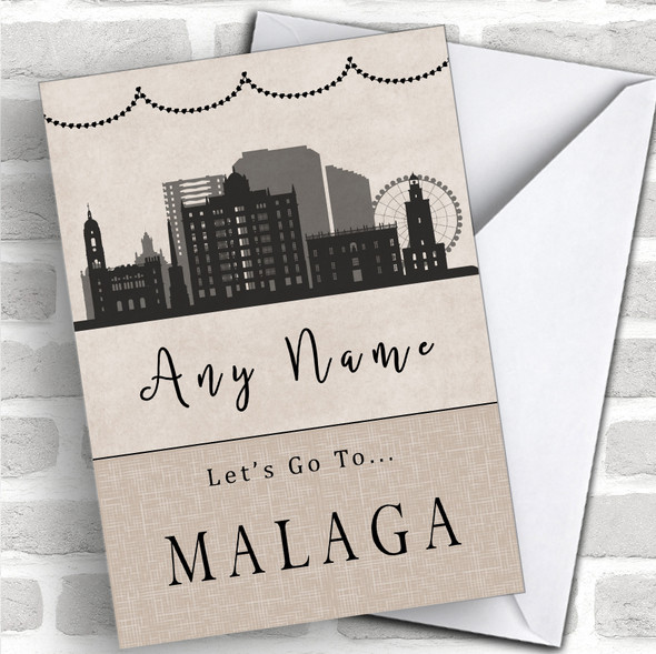 Surprise Let's Go To Malaga Personalized Greetings Card