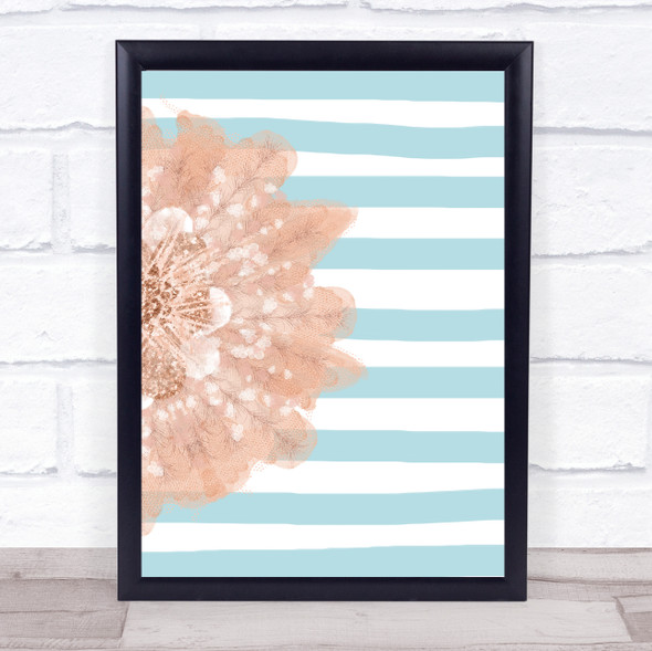 Stripes And Coral Lace Flower Framed Wall Art Print