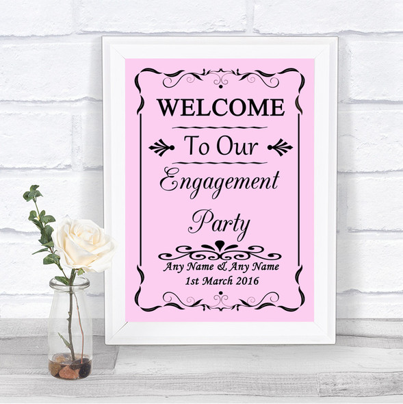 Pink Welcome To Our Engagement Party Personalized Wedding Sign