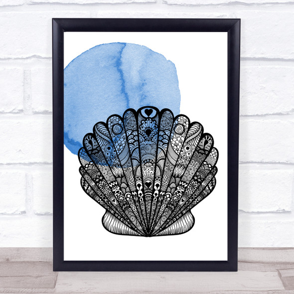 Zentangle Ocean Watercolour Seashell Framed Wall Art Print