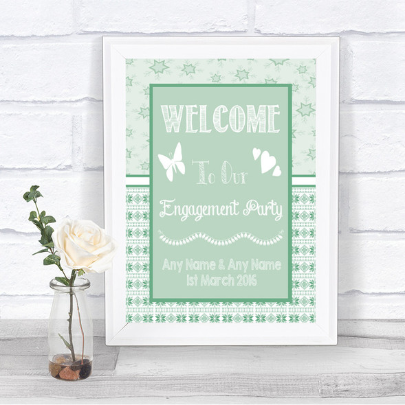 Winter Green Welcome To Our Engagement Party Personalized Wedding Sign