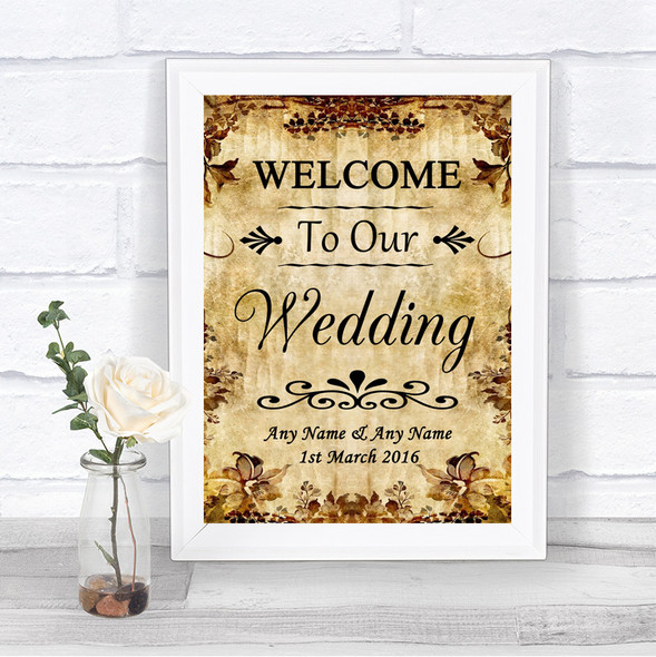 Autumn Vintage Welcome To Our Wedding Personalized Wedding Sign