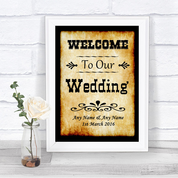 Western Welcome To Our Wedding Personalized Wedding Sign