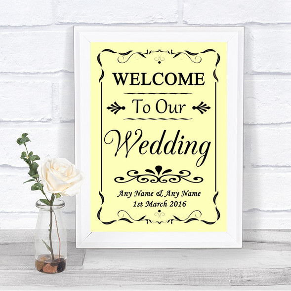 Yellow Welcome To Our Wedding Personalized Wedding Sign
