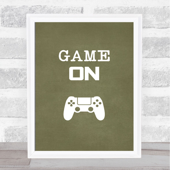 Game On Green Quote Typogrophy Wall Art Print