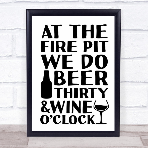 Beer Thirty Wine O'clock Camping Quote Typogrophy Wall Art Print