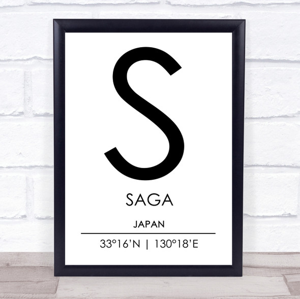 Saga Japan Coordinates World City Travel Print