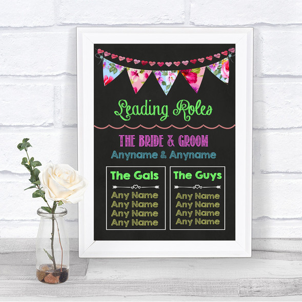 Bright Bunting Chalk Who's Who Leading Roles Personalized Wedding Sign