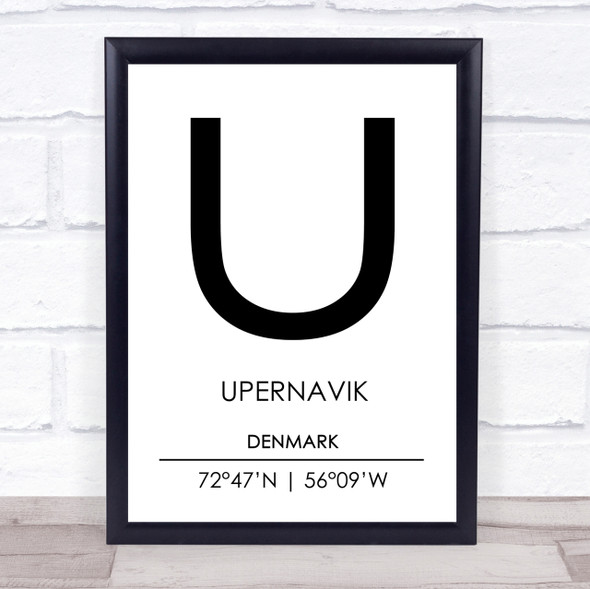 Upernavik Denmark Coordinates World City Travel Print