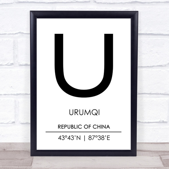 Urumqi Republic Of China Coordinates Travel Print