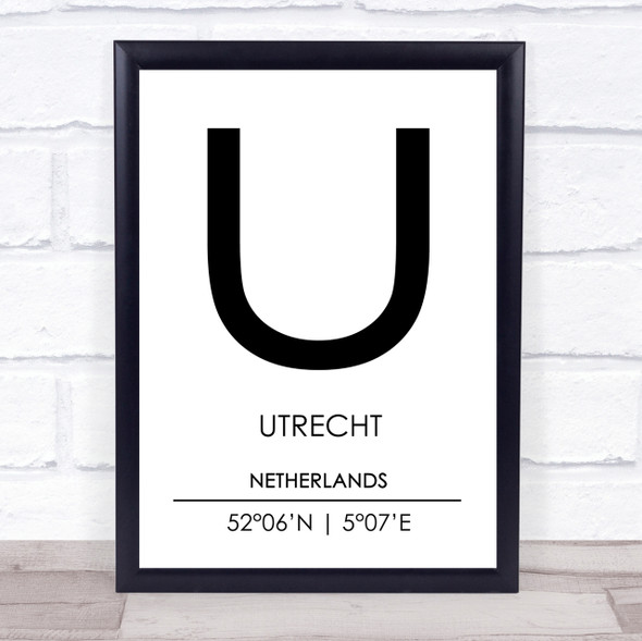 Utrecht Netherlands Coordinates Travel Print
