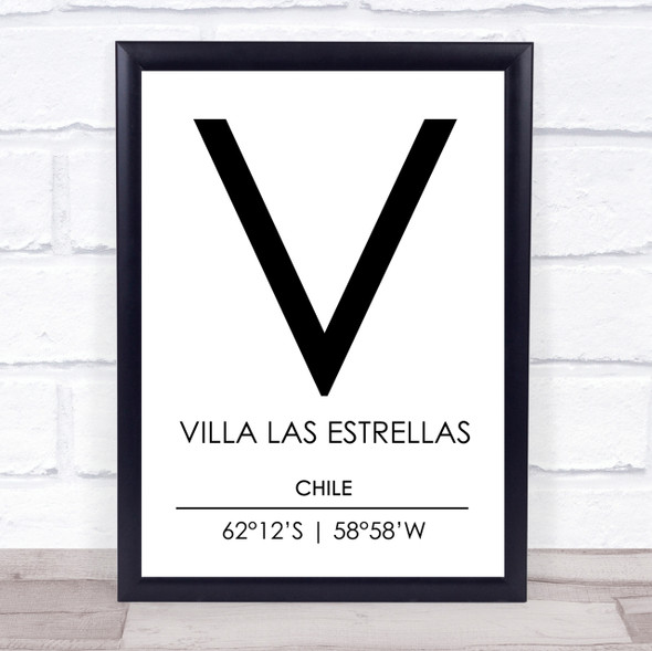 Villa Las Estrellas Chile Coordinates Travel Print