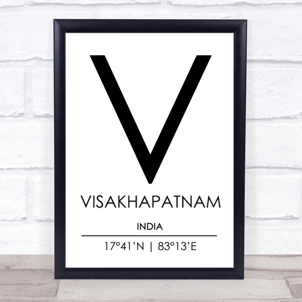 Visakhapatnam India Coordinates Travel Print
