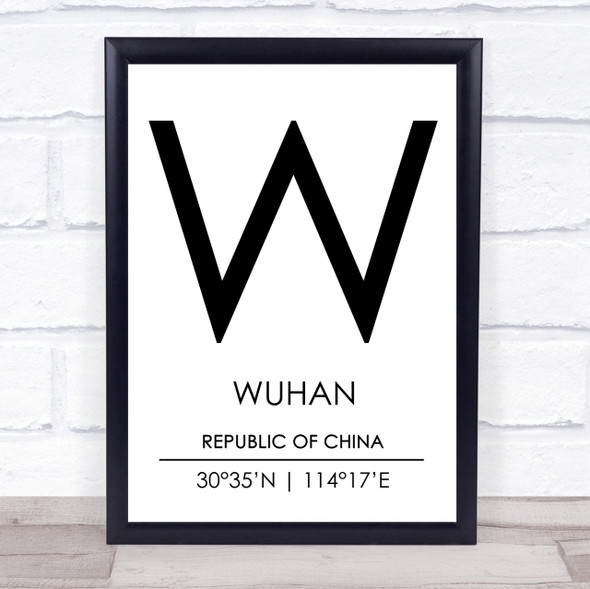 Wuhan Republic Of China Coordinates Travel Print