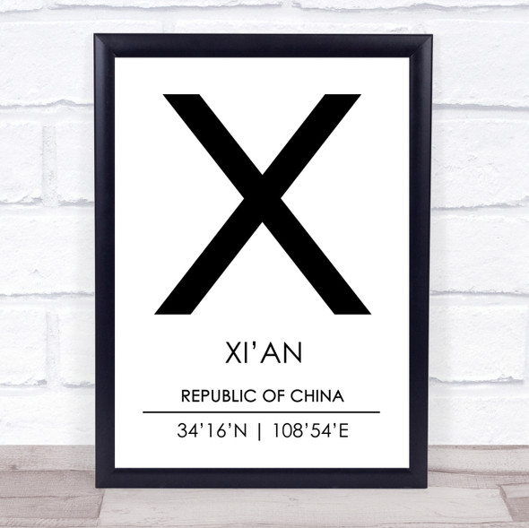 Xi'an Republic Of China Coordinates Travel Print