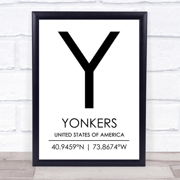 Yonkers United States Of America Coordinates Travel Quote Print