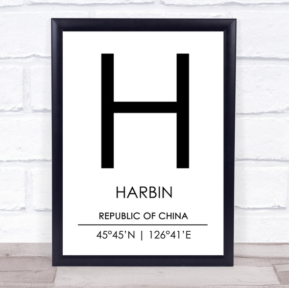 Harbin China Coordinates World City Travel Print